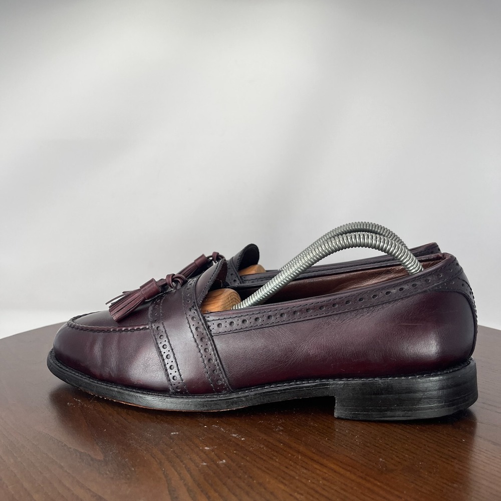 Allen Edmonds Harvard Loafer Shoes Men 9.5D Burgundy Leather Tassel Moc Toe 1289
